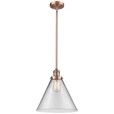 Cone 12"W Antique Copper LED Mini Pendant with Clear Glass