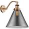 Cone 14" High Brushed Brass Sconce w/ Plated Smoke Shade