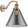 Cone 14" High Brushed Brass Sconce w/ Plated Smoke Shade