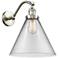 Cone 14" High Brushed Satin Nickel Sconce w/ Clear Shade