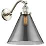 Cone 14" High Brushed Satin Nickel Sconce w/ Plated Smoke Shade