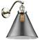 Cone 14" High Brushed Satin Nickel Sconce w/ Plated Smoke Shade