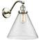 Cone 14" High Brushed Satin Nickel Sconce w/ Seedy Shade
