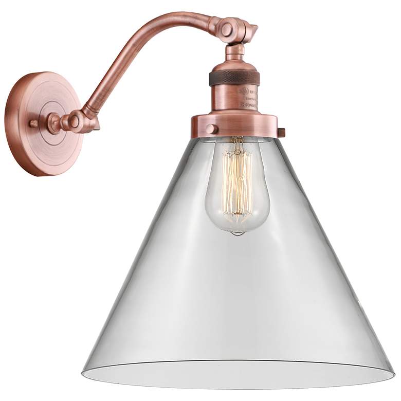Image 1 Cone 14 inch High Copper Sconce w/ Clear Shade