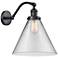 Cone 14" High Matte Black Sconce w/ Clear Shade