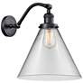 Cone 14" High Matte Black Sconce w/ Clear Shade