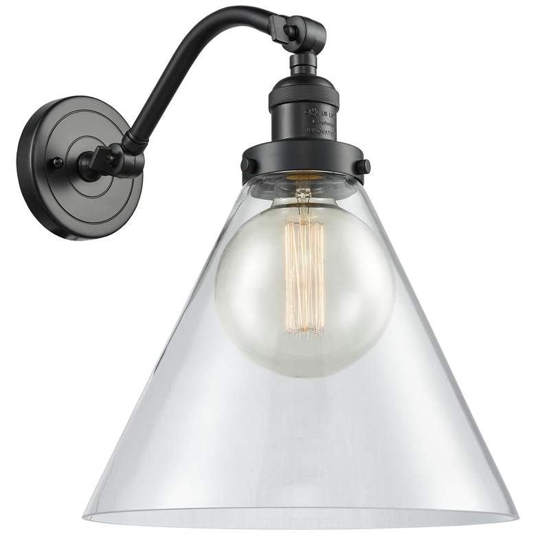 Image 1 Cone 14" High Oil Rubbed Bronze Sconce w/ Clear Shade