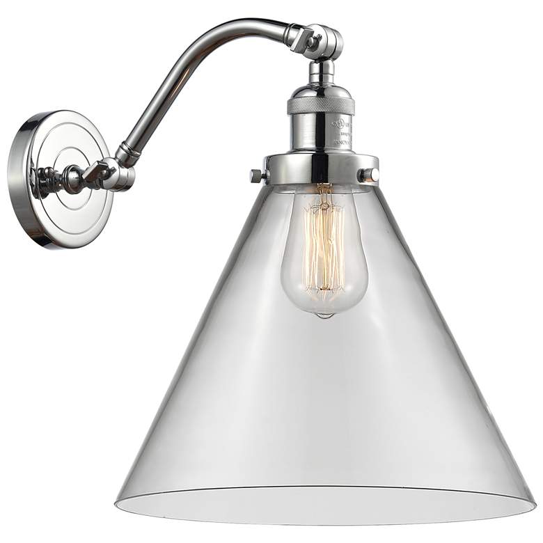 Image 1 Cone 14" High Polished Chrome Sconce w/ Clear Shade