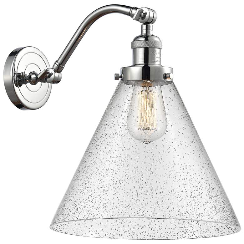 Image 1 Cone 14" High Polished Chrome Sconce w/ Seedy Shade
