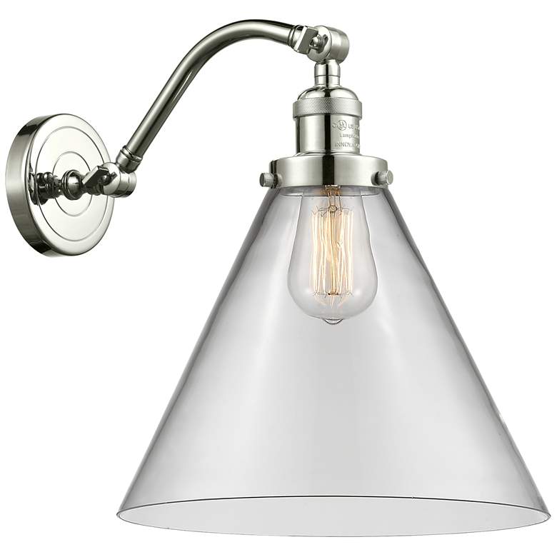 Image 1 Cone 14" High Polished Nickel Sconce w/ Clear Shade