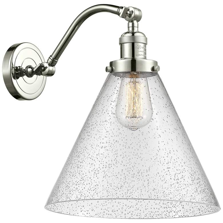 Image 1 Cone 14" High Polished Nickel Sconce w/ Seedy Shade