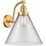 Cone 15" High Satin Gold and Clear Glass LED Wall Sconce