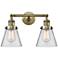 Cone 16" 2-Light Antique Brass Bath Light w/ Clear Shade