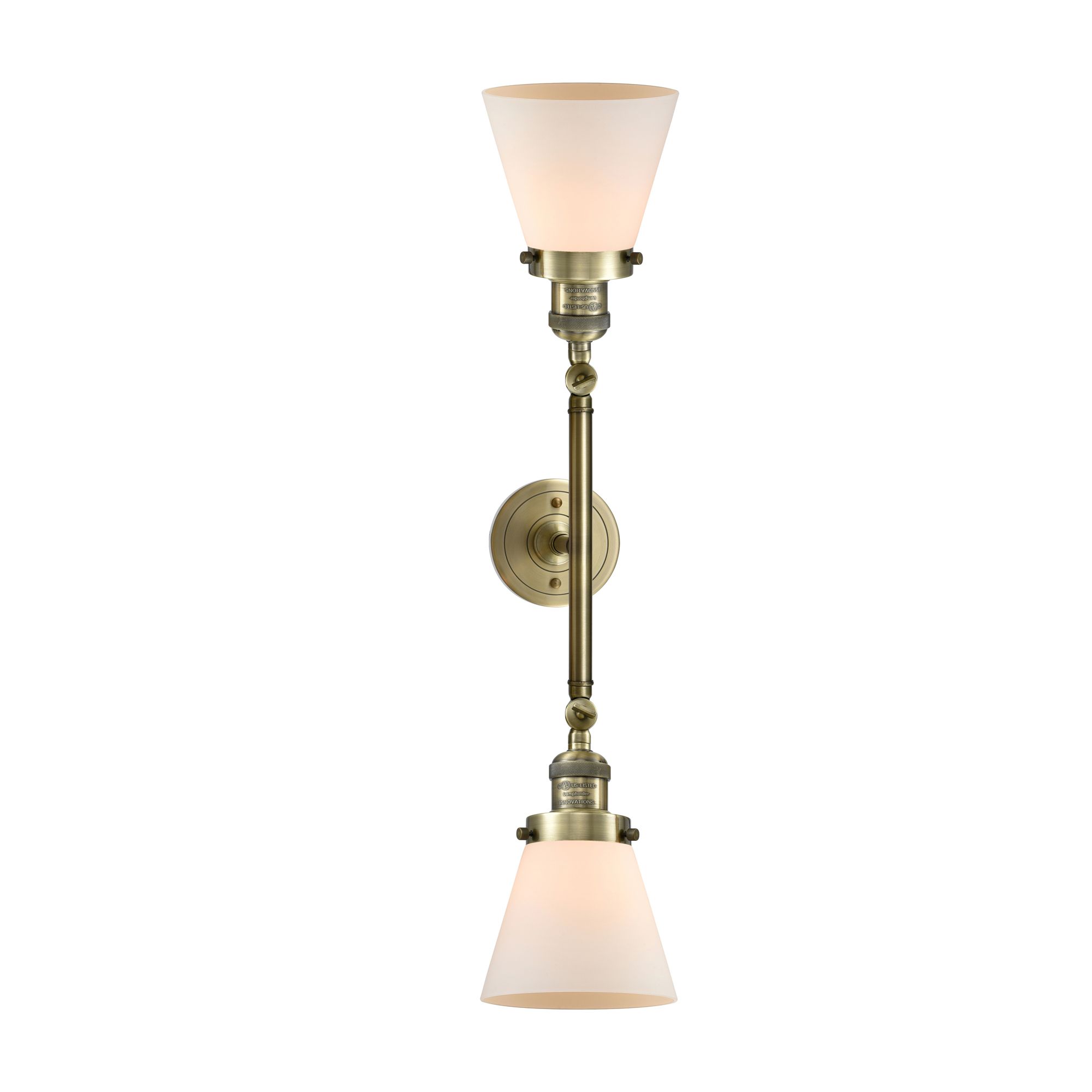 Image 3 Cone 16" 2-Light Antique Brass Bath Light w/ Matte White Shade more views