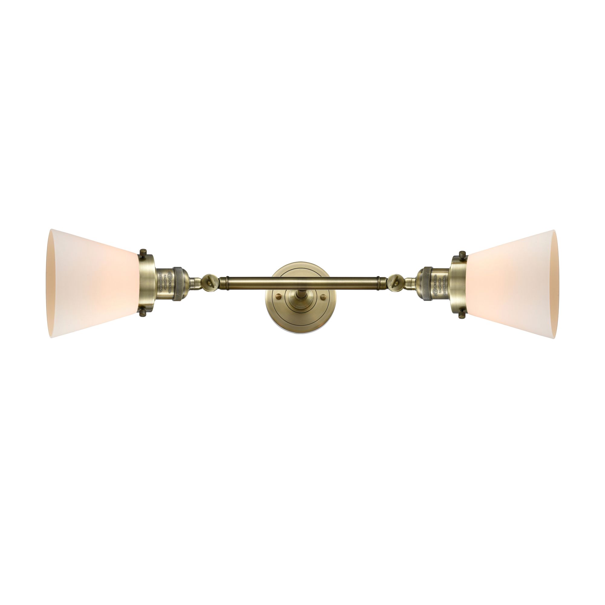 Image 4 Cone 16" 2-Light Antique Brass Bath Light w/ Matte White Shade more views