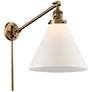Cone 16" High Brushed Brass Swing Arm w/ Matte White Shade