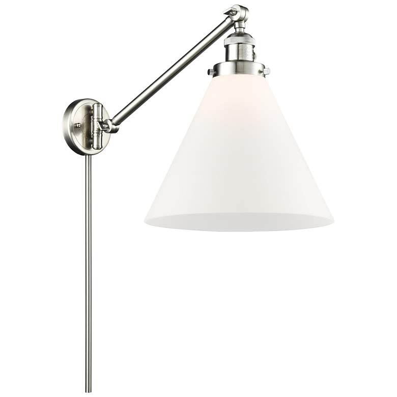 Image 1 Cone 16" High Brushed Satin Nickel Swing Arm w/ Matte White Shade