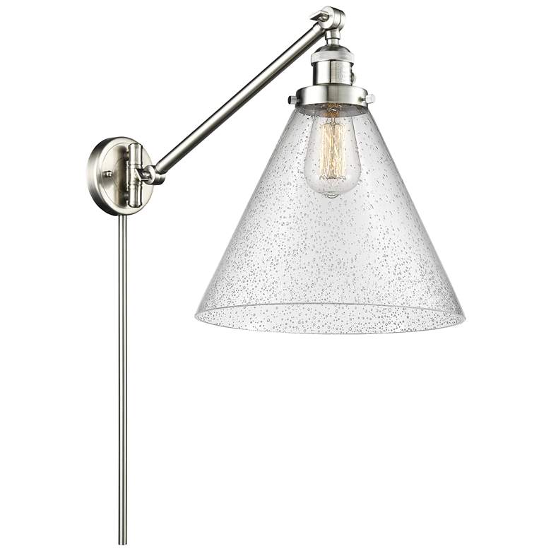 Image 1 Cone 16" High Brushed Satin Nickel Swing Arm w/ Seedy Shade