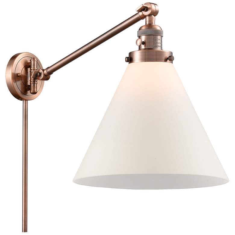 Image 1 Cone 16 inch High Copper Swing Arm w/ Matte White Shade