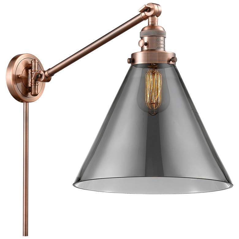 Image 1 Cone 16" High Copper Swing Arm w/ Plated Smoke Shade