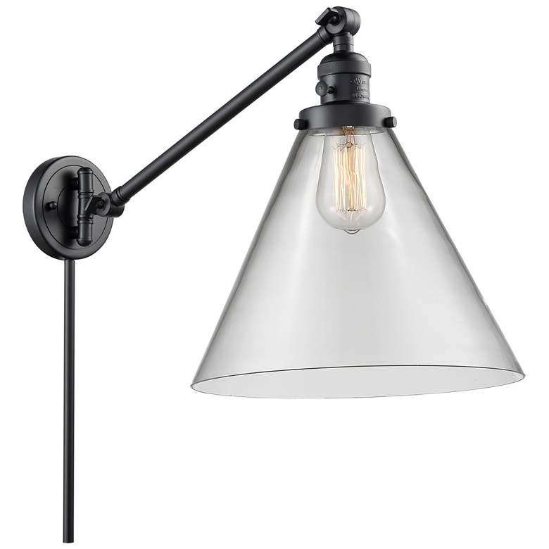 Image 1 Cone 16" High Matte Black Swing Arm w/ Clear Shade