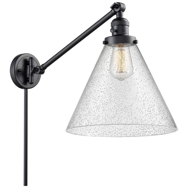 Image 1 Cone 16" High Matte Black Swing Arm w/ Seedy Shade