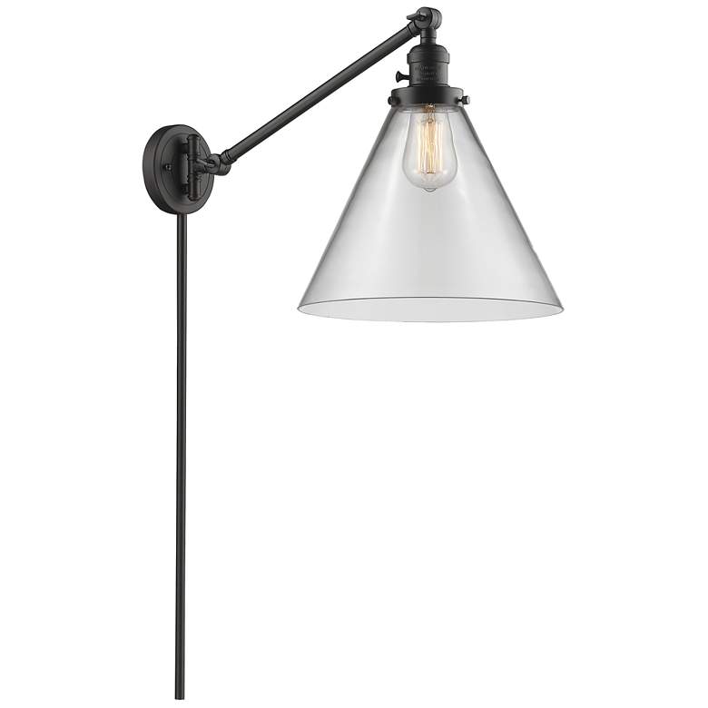 Image 1 Cone 16" High Oil Rubbed Bronze Swing Arm w/ Clear Shade