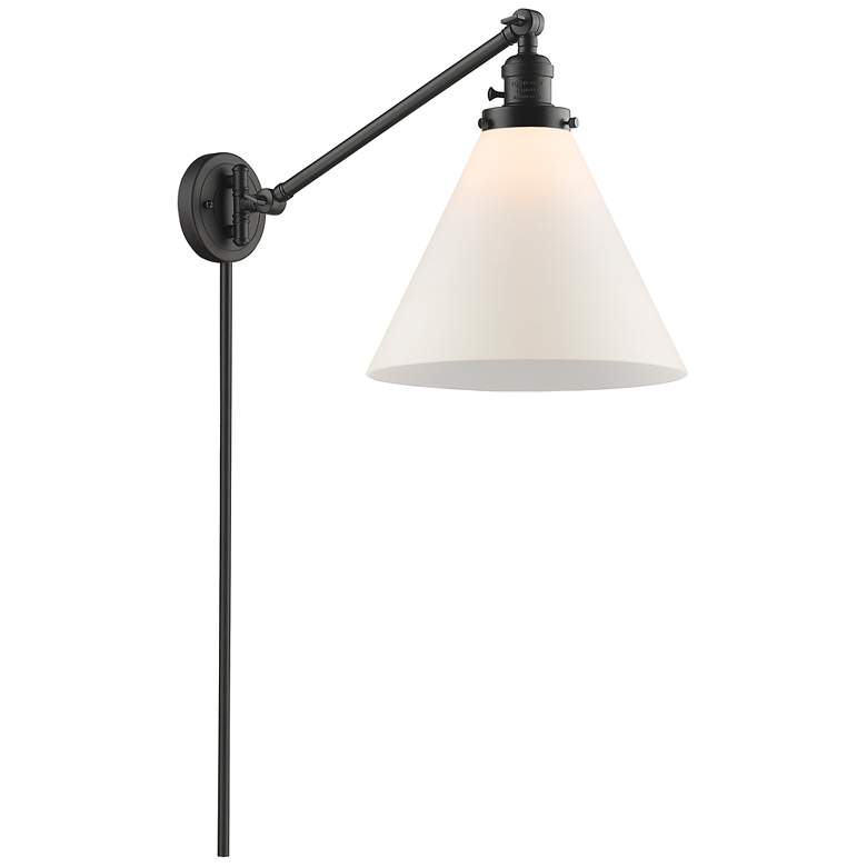 Image 1 Cone 16" High Oil Rubbed Bronze Swing Arm w/ Matte White Shade