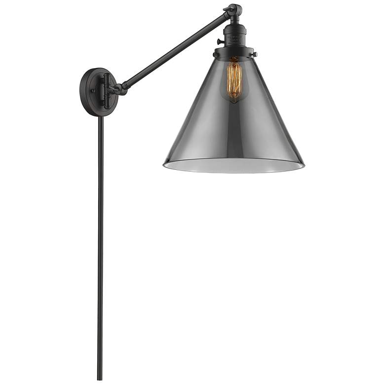 Image 1 Cone 16" High Oil Rubbed Bronze Swing Arm w/ Plated Smoke Shade