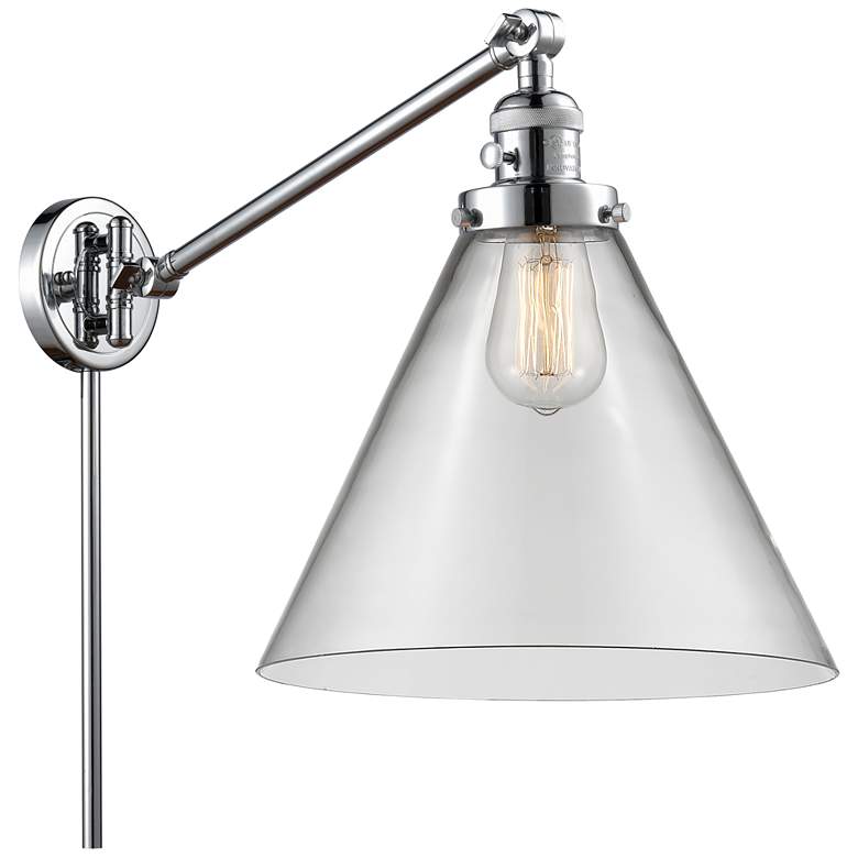 Image 1 Cone 16" High Polished Chrome Swing Arm w/ Clear Shade