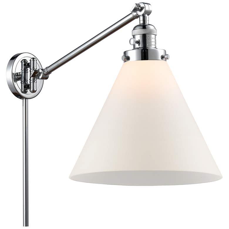 Image 1 Cone 16" High Polished Chrome Swing Arm w/ Matte White Shade