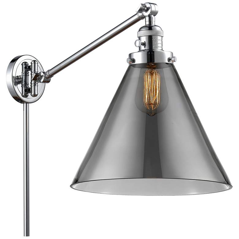 Image 1 Cone 16" High Polished Chrome Swing Arm w/ Plated Smoke Shade