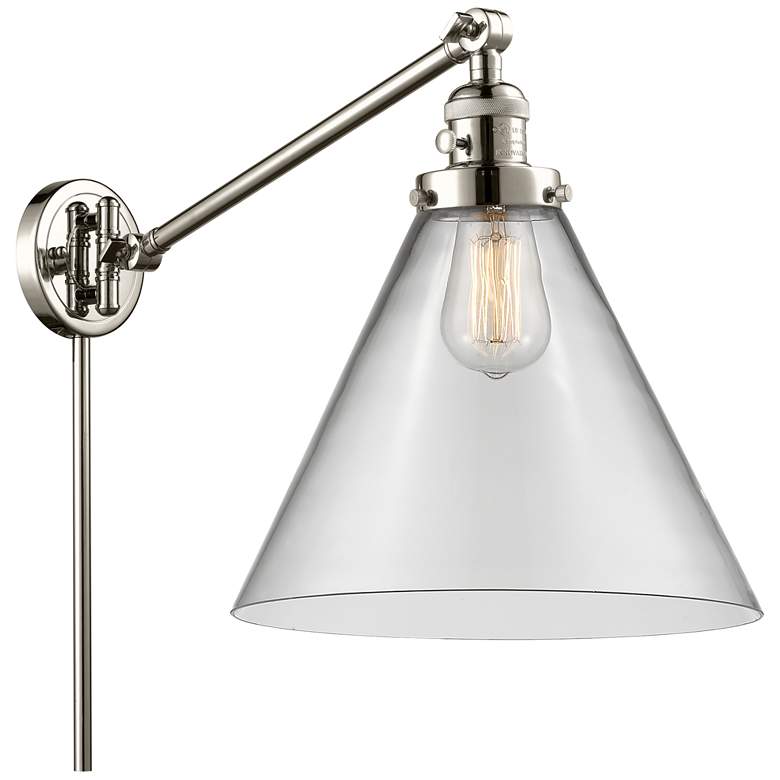 Image 1 Cone 16" High Polished Nickel Swing Arm w/ Clear Shade
