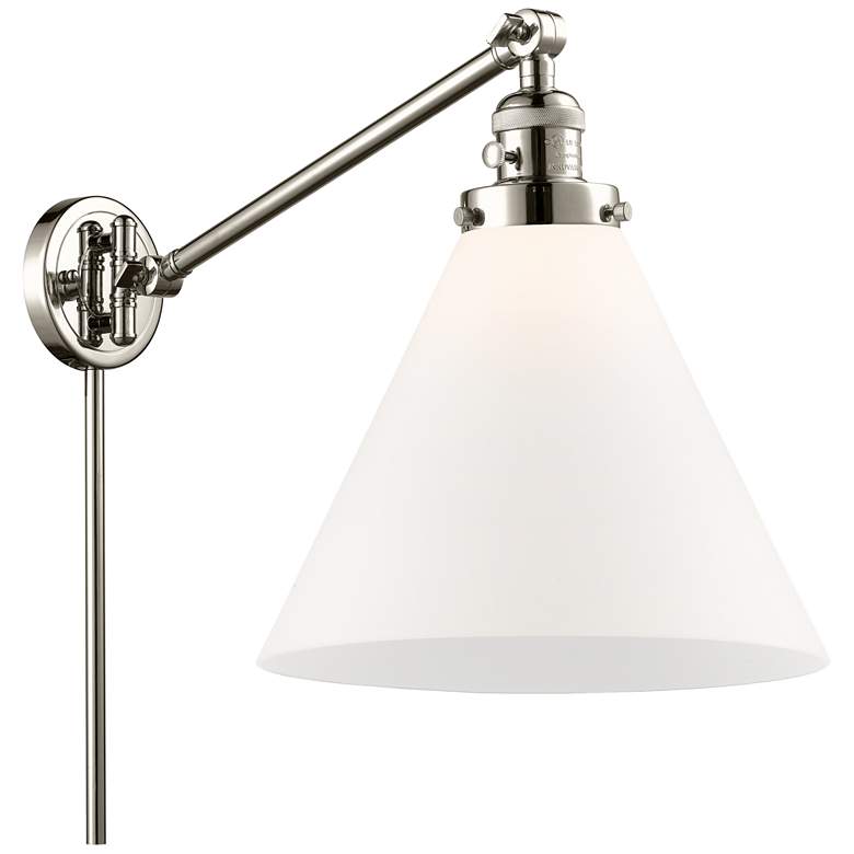 Image 1 Cone 16" High Polished Nickel Swing Arm w/ Matte White Shade