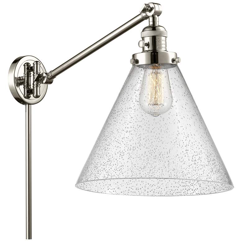 Image 1 Cone 16" High Polished Nickel Swing Arm w/ Seedy Shade