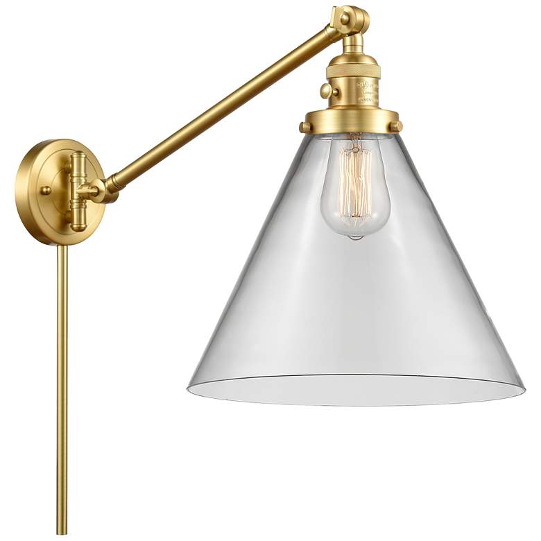 Image 1 Cone 16" High Satin Gold Swing Arm w/ Clear Shade