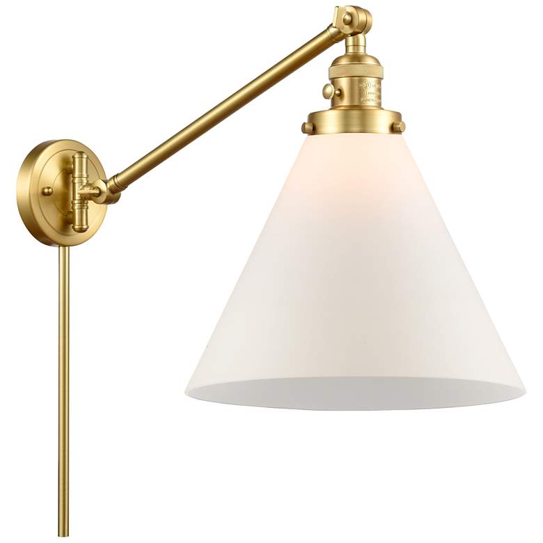 Image 1 Cone 16" High Satin Gold Swing Arm w/ Matte White Shade