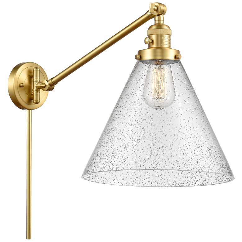 Image 1 Cone 16" High Satin Gold Swing Arm w/ Seedy Shade