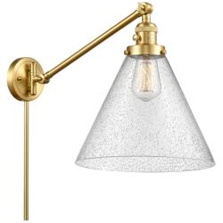 Cone 16" High Satin Gold Swing Arm w/ Seedy Shade