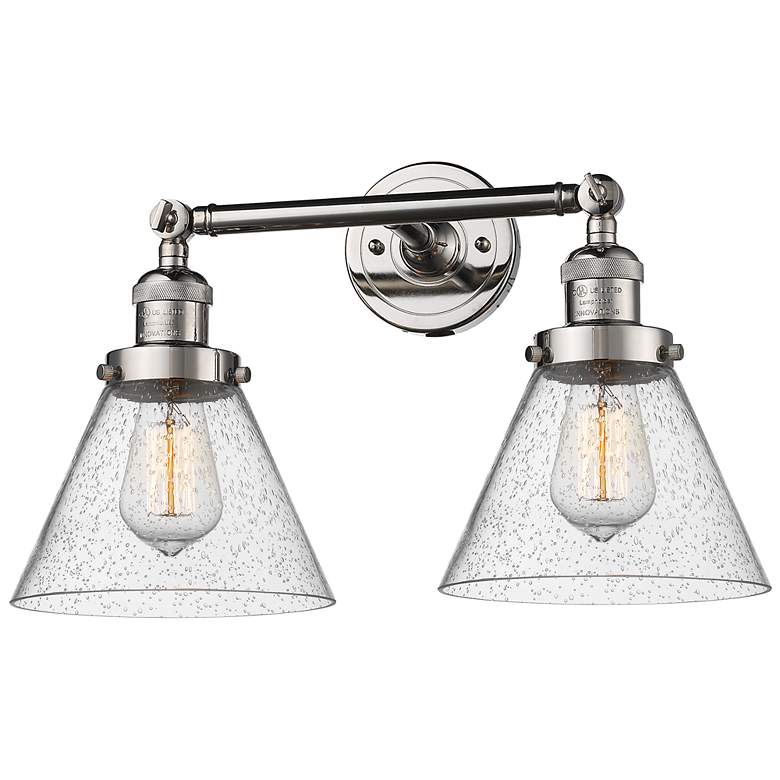 Image 1 Cone 18" 2-Light Polished Nickel Bath Light w/ Seedy Shade