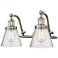 Cone 18" Wide 2 Light Brushed Satin Nickel Bath Vanity Light w/ Seedy