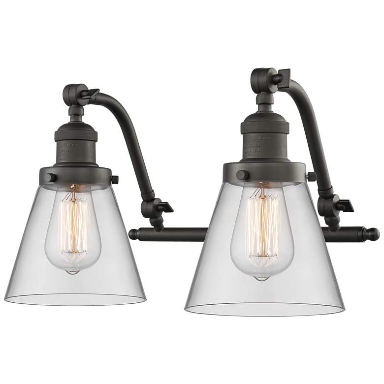 Image 1 Cone 18" Wide 2 Light Oil Rubbed Bronze Bath Vanity Light w/ Clear Sha