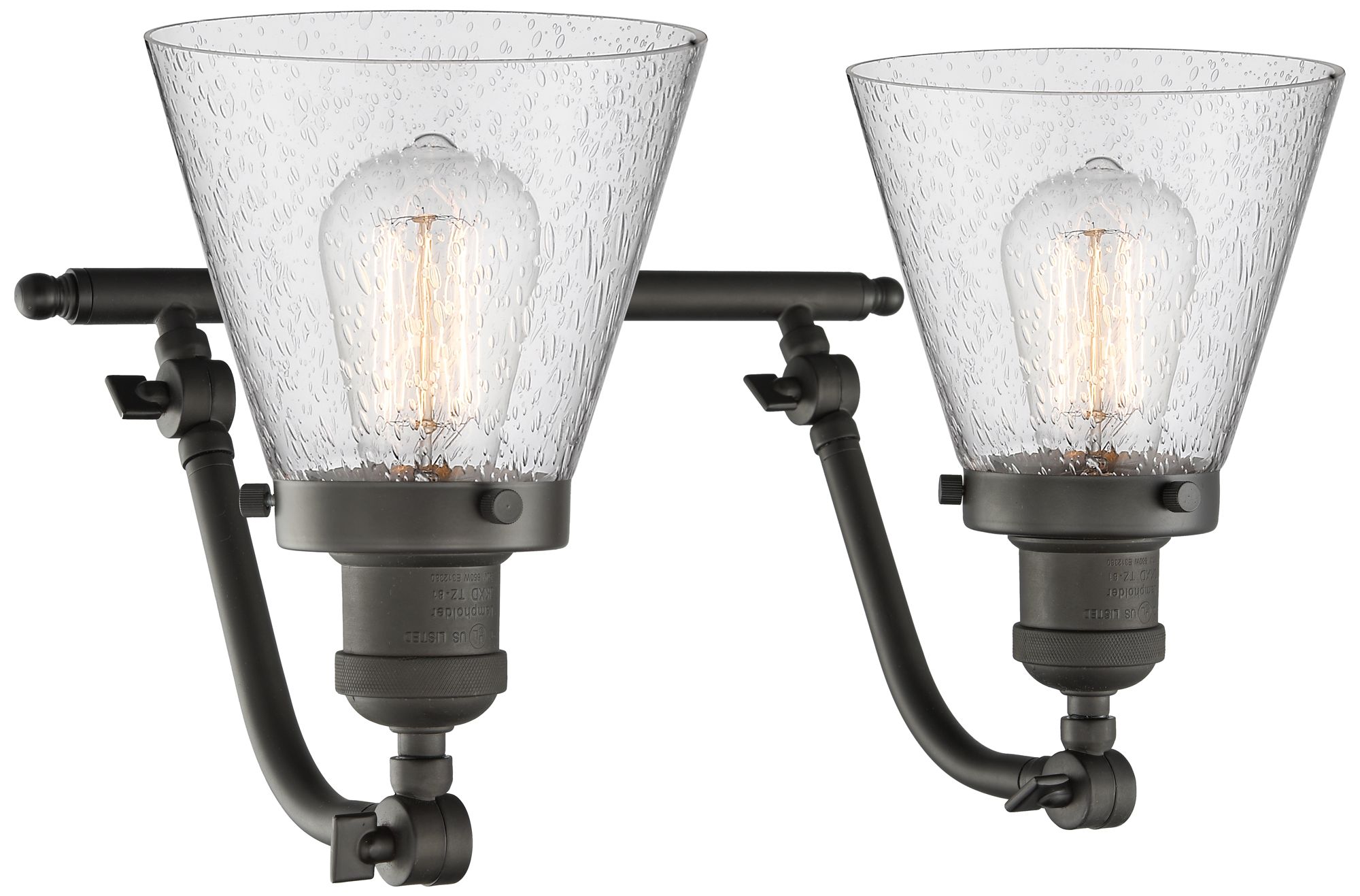 Image 3 Cone 18" Wide 2 Light Oil Rubbed Bronze Bath Vanity Light w/ Seedy Sha more views