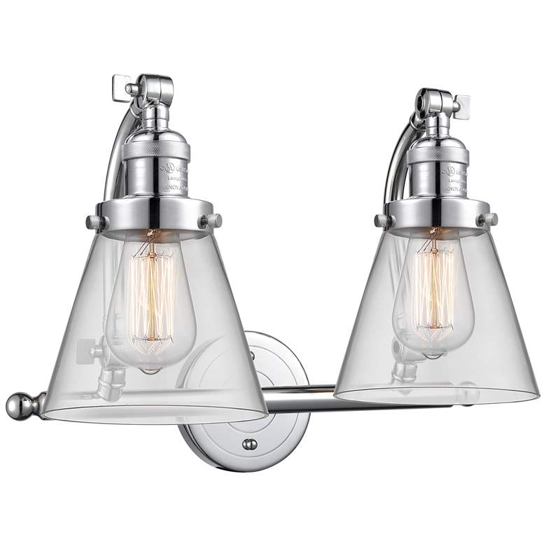 Image 1 Cone 18" Wide 2 Light Polished Chrome Bath Vanity Light w/ Clear Shade