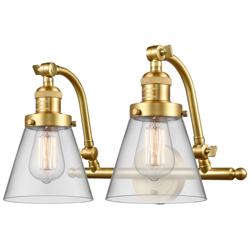 Cone 18" Wide 2 Light Satin Gold Bath Vanity Light w/ Clear Shade