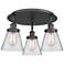 Cone 18" Wide 3 Light Matte Black Flush Mount With Clear Glass Shade
