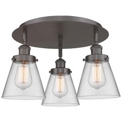 Cone 18&quot; Wide 3 Light Oil Rubbed Bronze Flush Mount With Clear Glass S