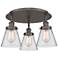 Cone 18" Wide 3 Light Oil Rubbed Bronze Flush Mount With Clear Glass S