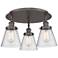 Cone 18" Wide 3 Light Oil Rubbed Bronze Flush Mount With Seedy Glass S