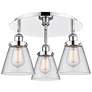 Cone 18" Wide 3 Light Polished Chrome Flush Mount With Clear Glass Sha